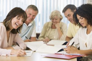 classroom courses for Adult students studying together